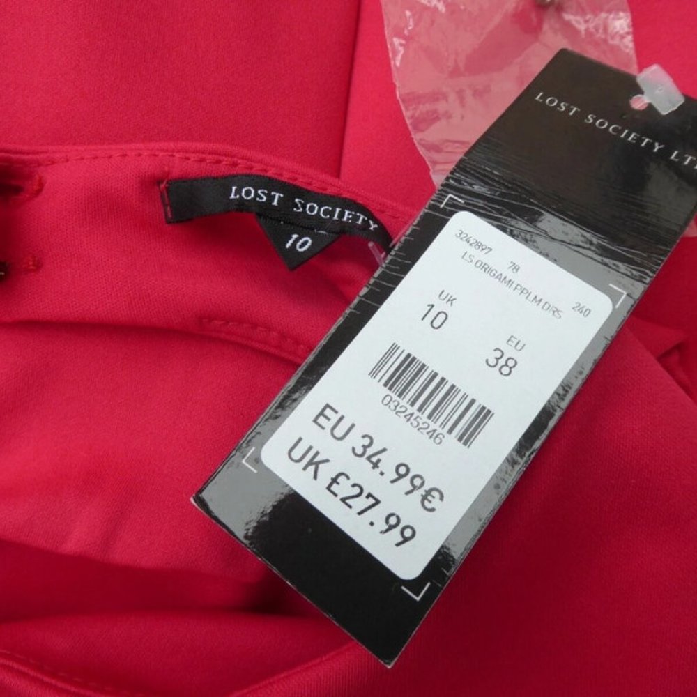 New Look Lost Society pink peplum waist dress Size 10 - Picture 6 of 6